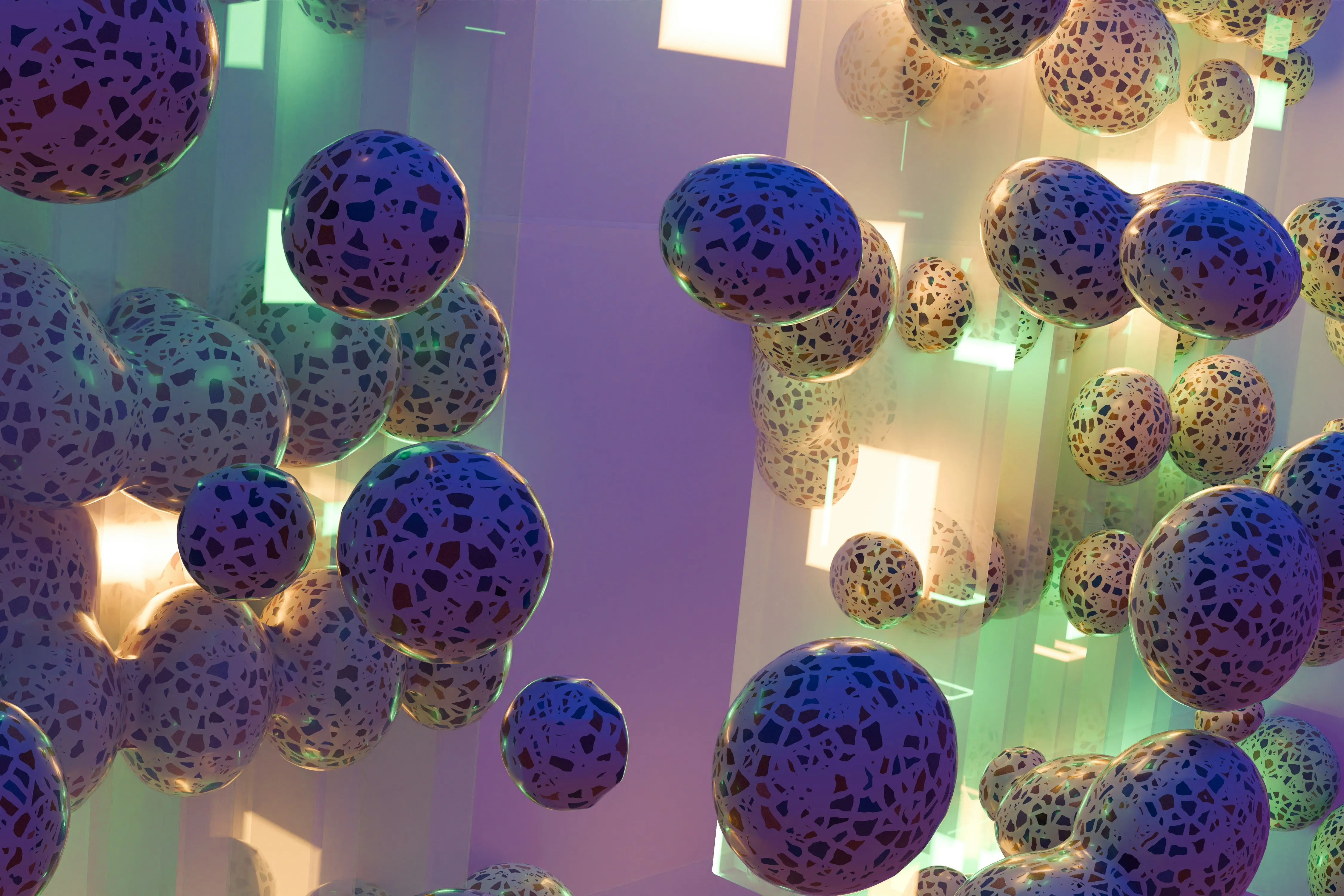 Abstract representation of cellular energy processes showing oxygen molecules and mitochondria